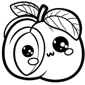 Coloring page featuring a simple and detailed line art of a single nectarine.