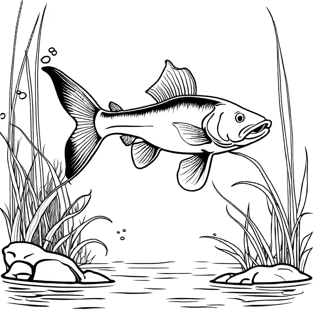 Realistic catfish underwater habitat coloring page Lulu Pages