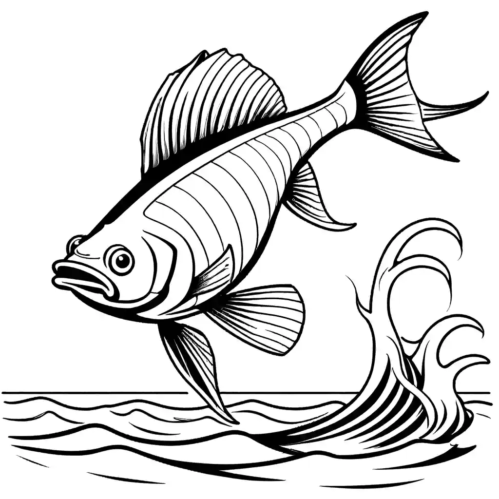 Realistic flying fish coloring page Lulu Pages