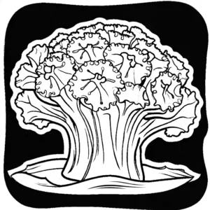 A simple line art depiction of shredded broccoli designed for coloring purposes.