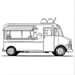 Simple coloring page of an ice cream truck with large, easy-to-color sections coloring page