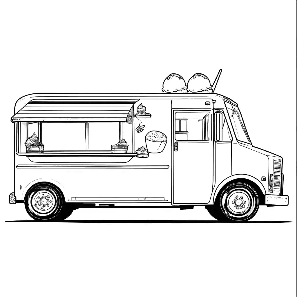 Simple ice cream truck coloring page Lulu Pages