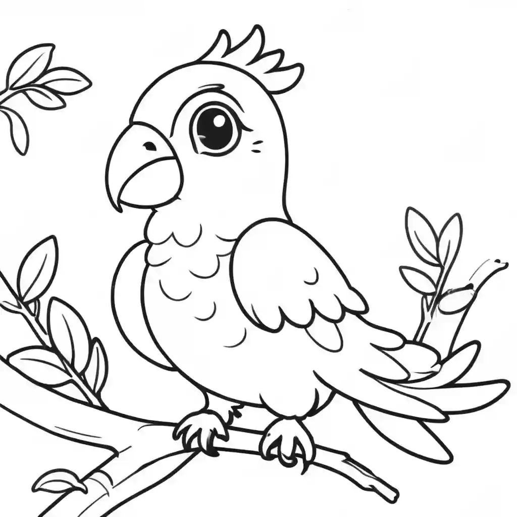 Simple parrot coloring page Lulu Pages