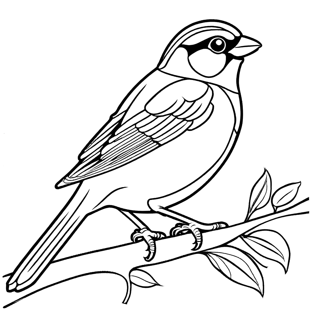 Illustration of a sparrow looking upwards, ideal for coloring sessions