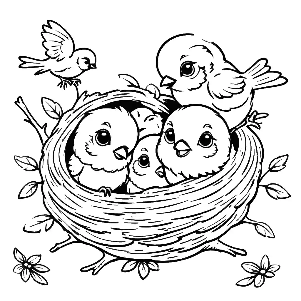 Sparrow nest coloring page Lulu Pages