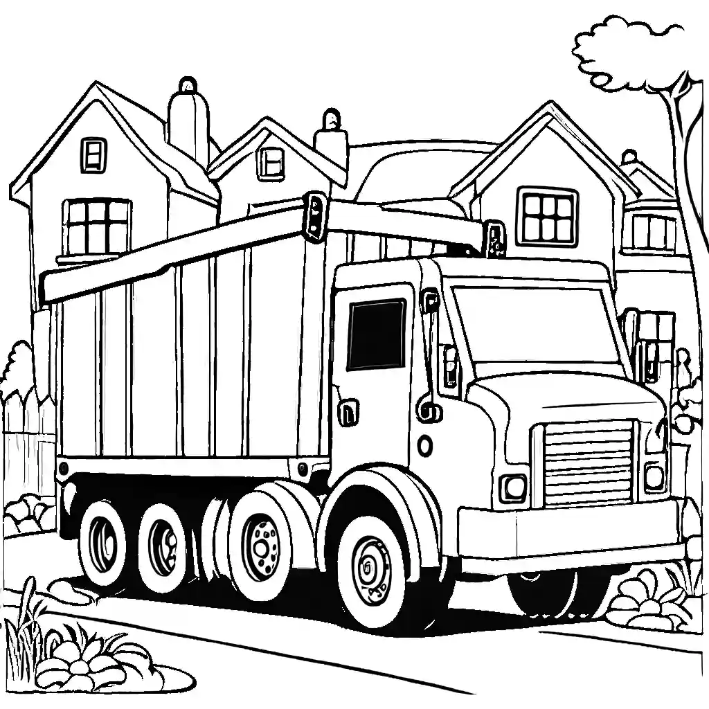 Suburban garbage truck coloring page Lulu Pages