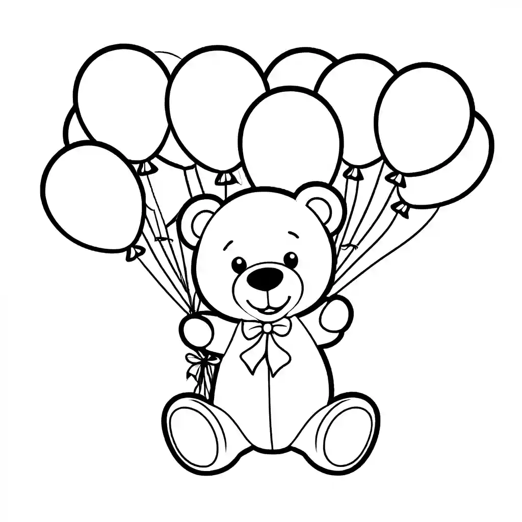 Teddy bear with balloons coloring page Lulu Pages