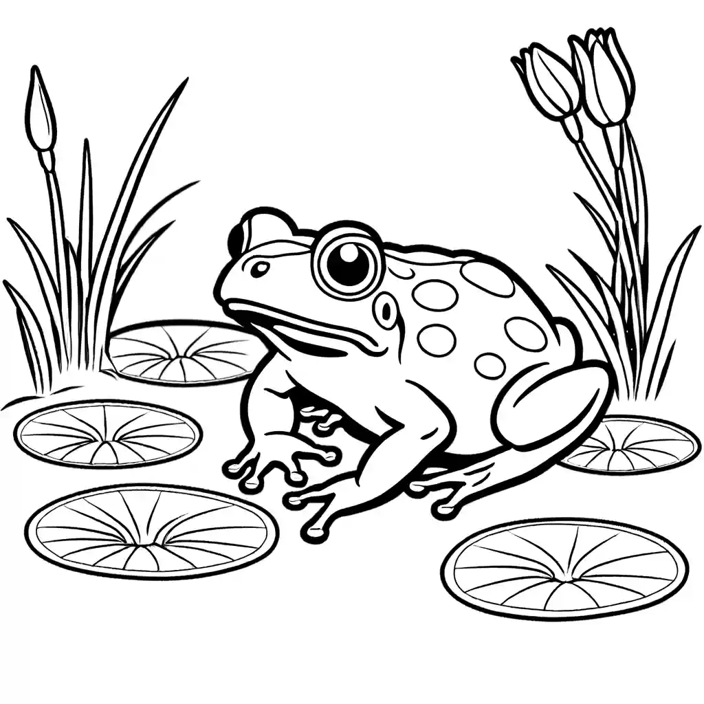 Toad in pond coloring page Lulu Pages