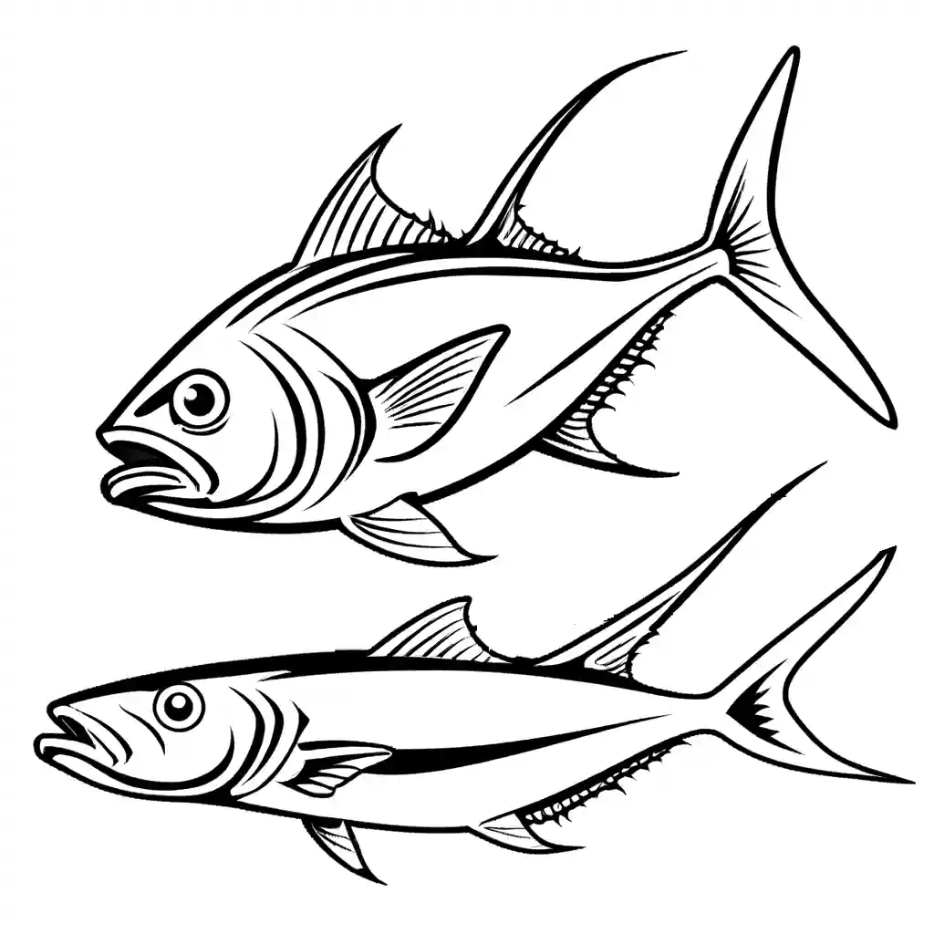 Tuna fish and fishing hook coloring page Lulu Pages