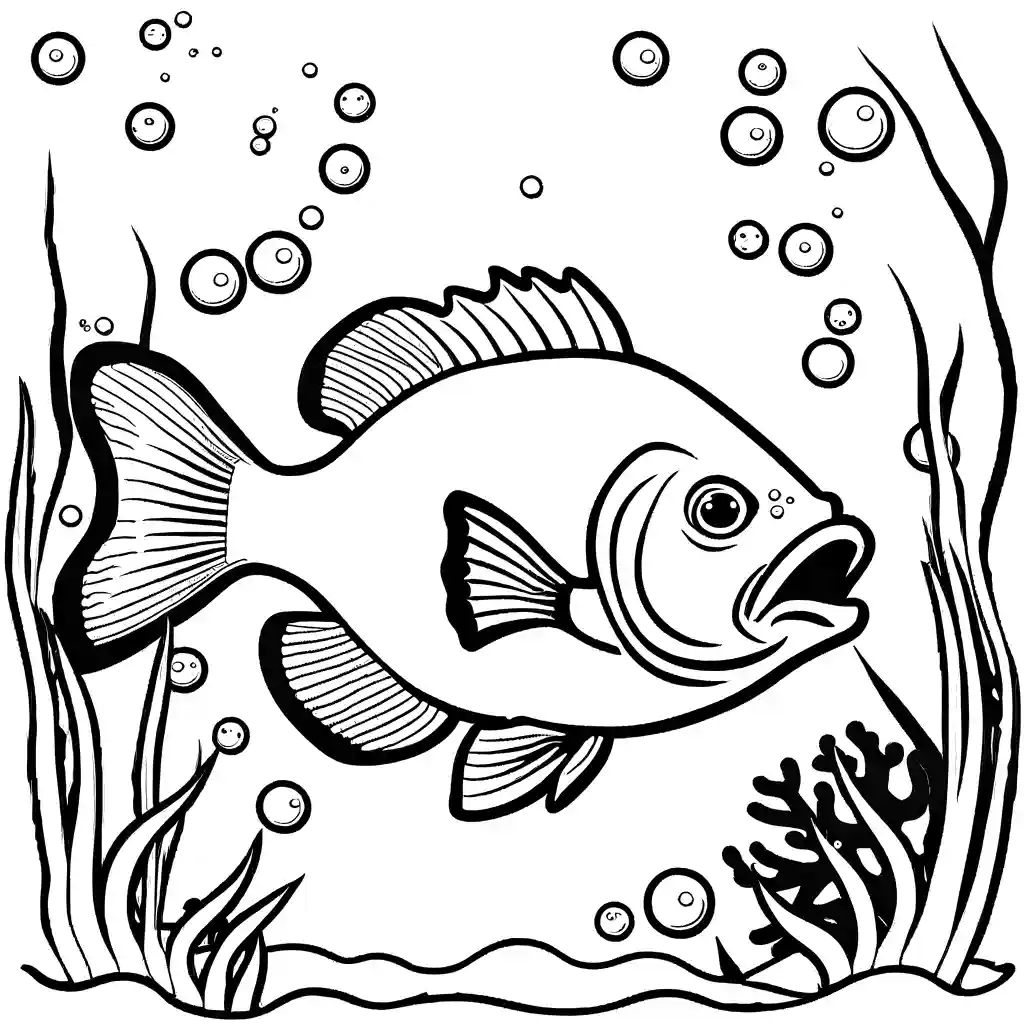 Underwater bass fish coloring page Lulu Pages
