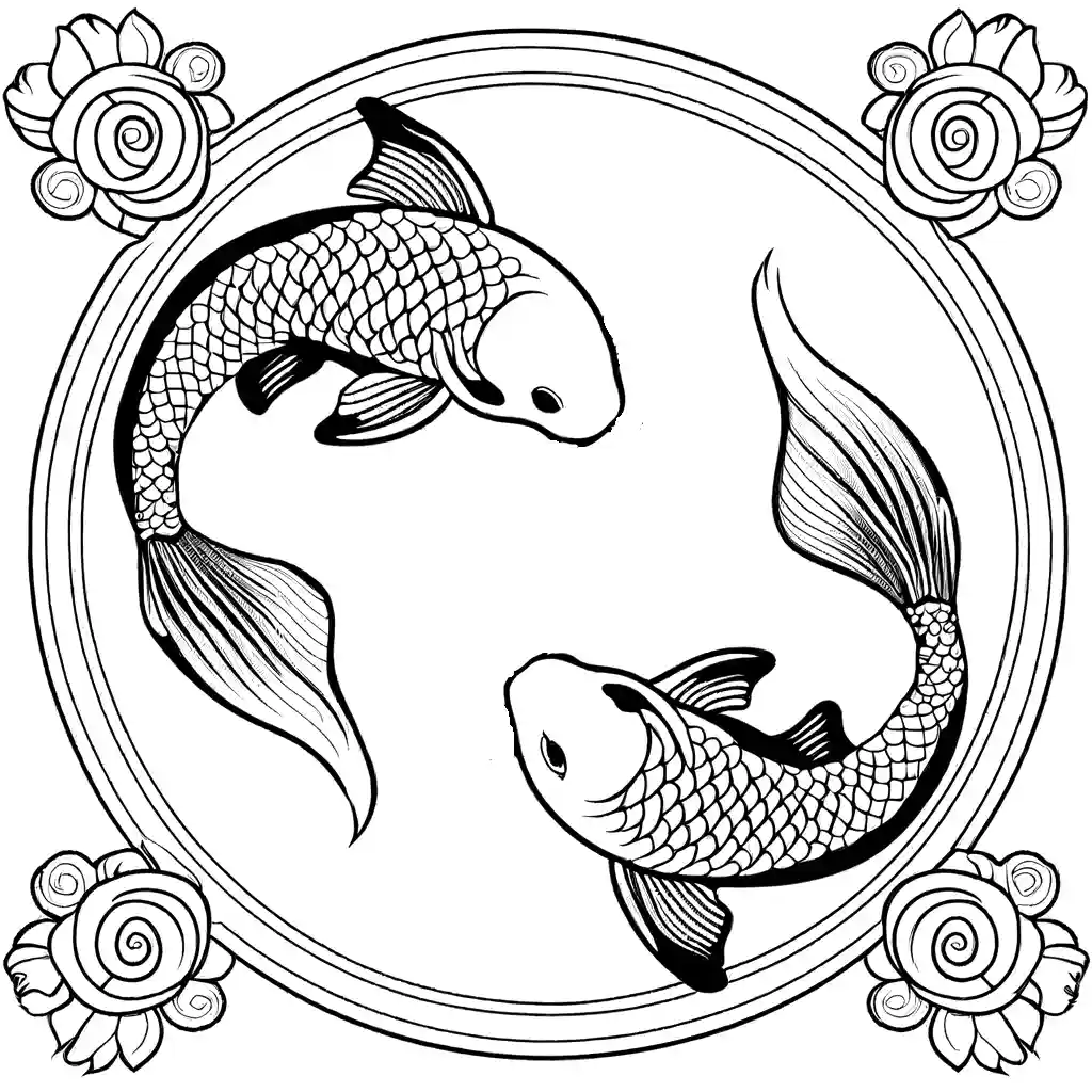 Yin-yang koi fish coloring page Lulu Pages