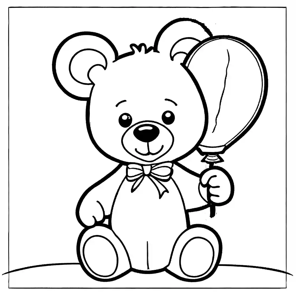 Adorable teddy bear holding a balloon coloring page Lulu Pages