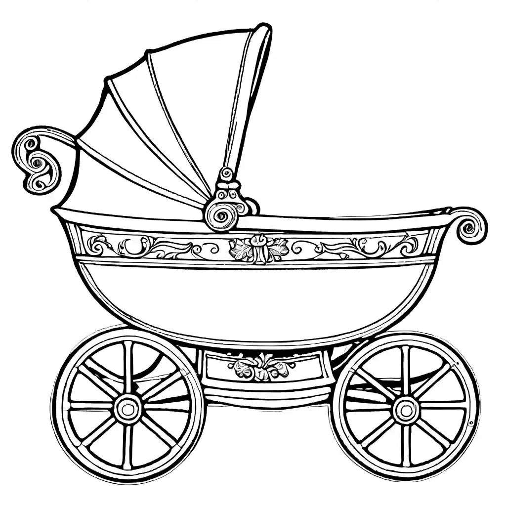 Antique baby pram for dolls coloring page Lulu Pages