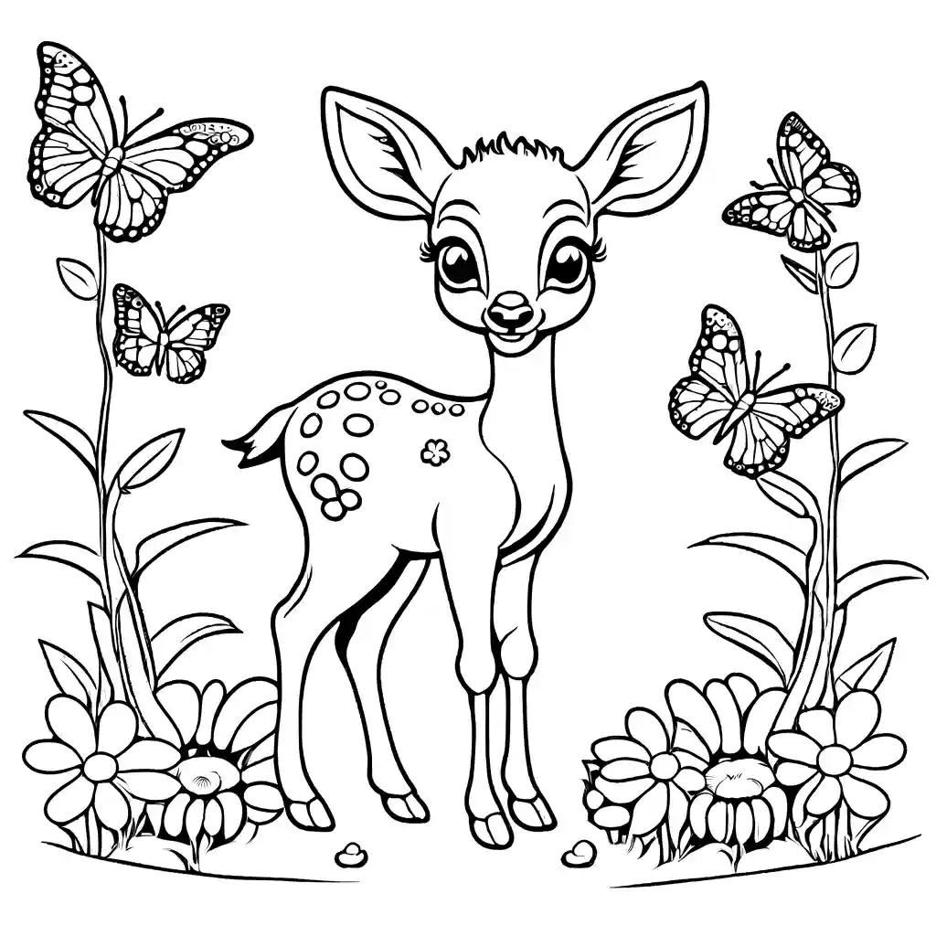 Curious baby deer coloring page Lulu Pages
