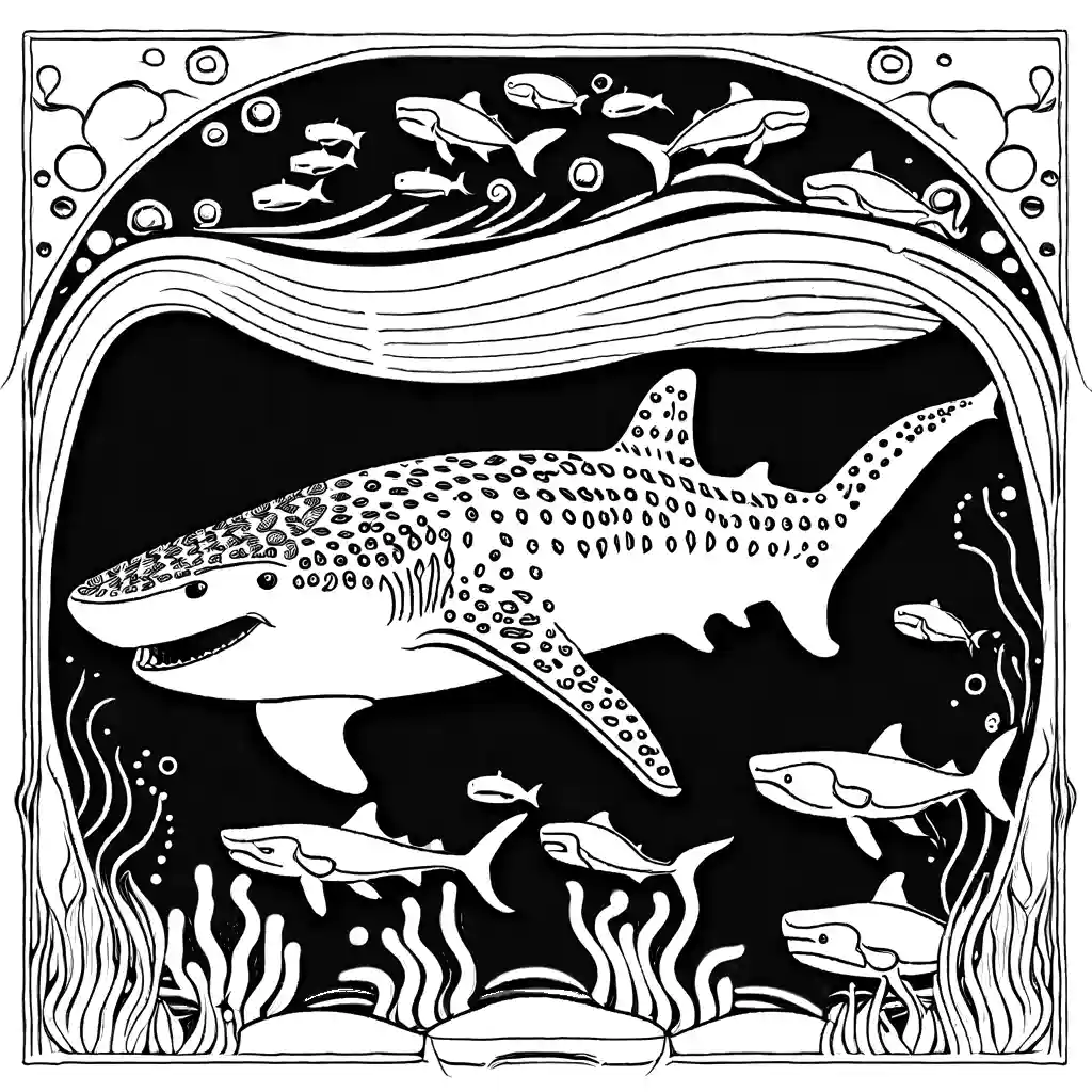 Intricate whale shark side view coloring page Lulu Pages