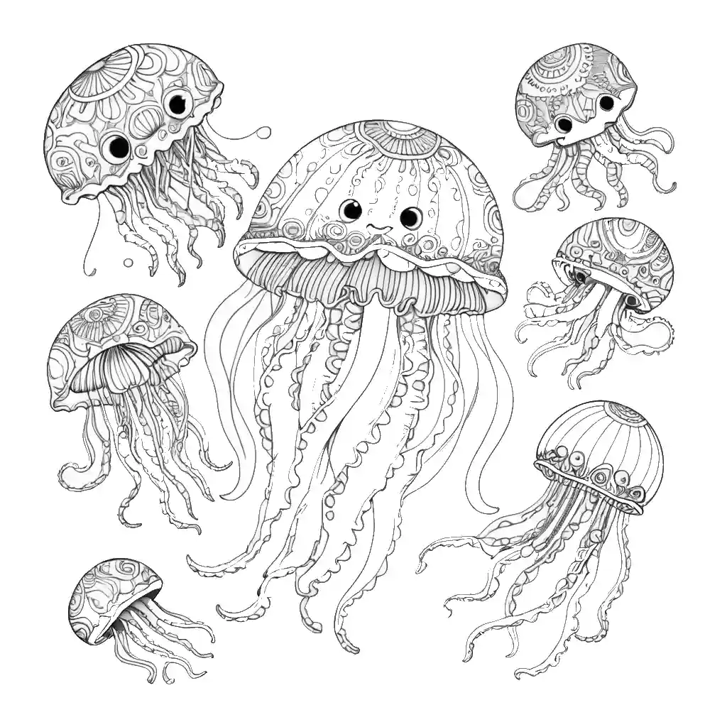 Ornate jellyfish coloring page Lulu Pages