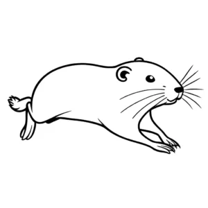 Coloring page of a lemming running.