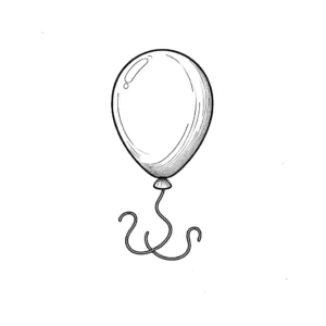 Coloring page of a single floating balloon with a string, designed for easy online coloring