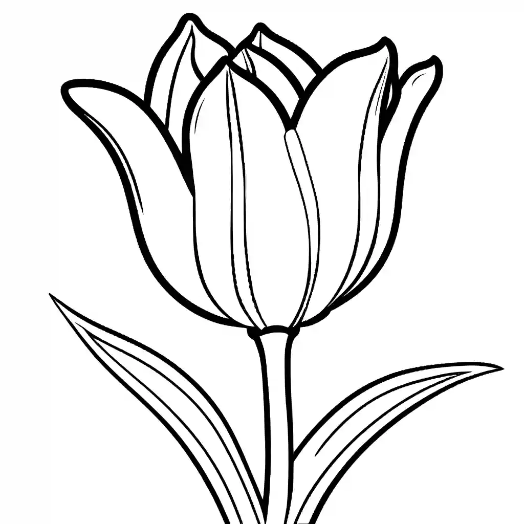 A tulip close-up with a ladybug on one petal, ideal for coloring.