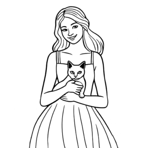 Cute cat in a flower garden coloring page Lulu Pages