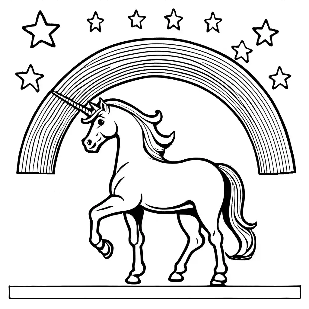 Unicorn Rainbow Star Coloring Page