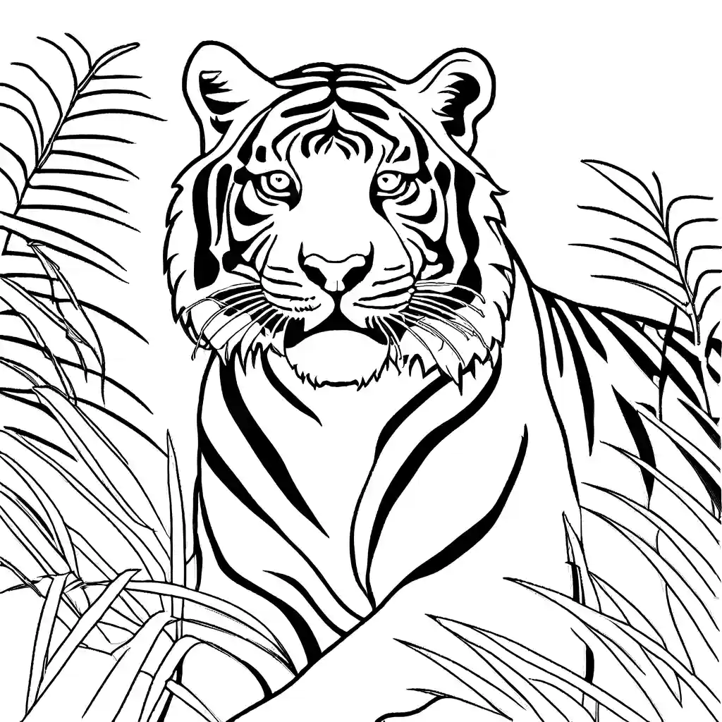 Scary tiger in jungle coloring page Lulu Pages