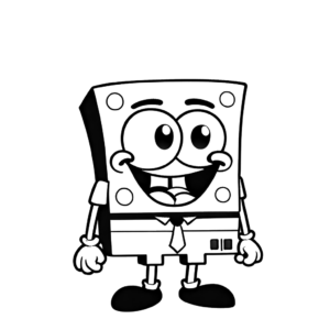 Black and image of SpongeBob SquarePants for a coloring book