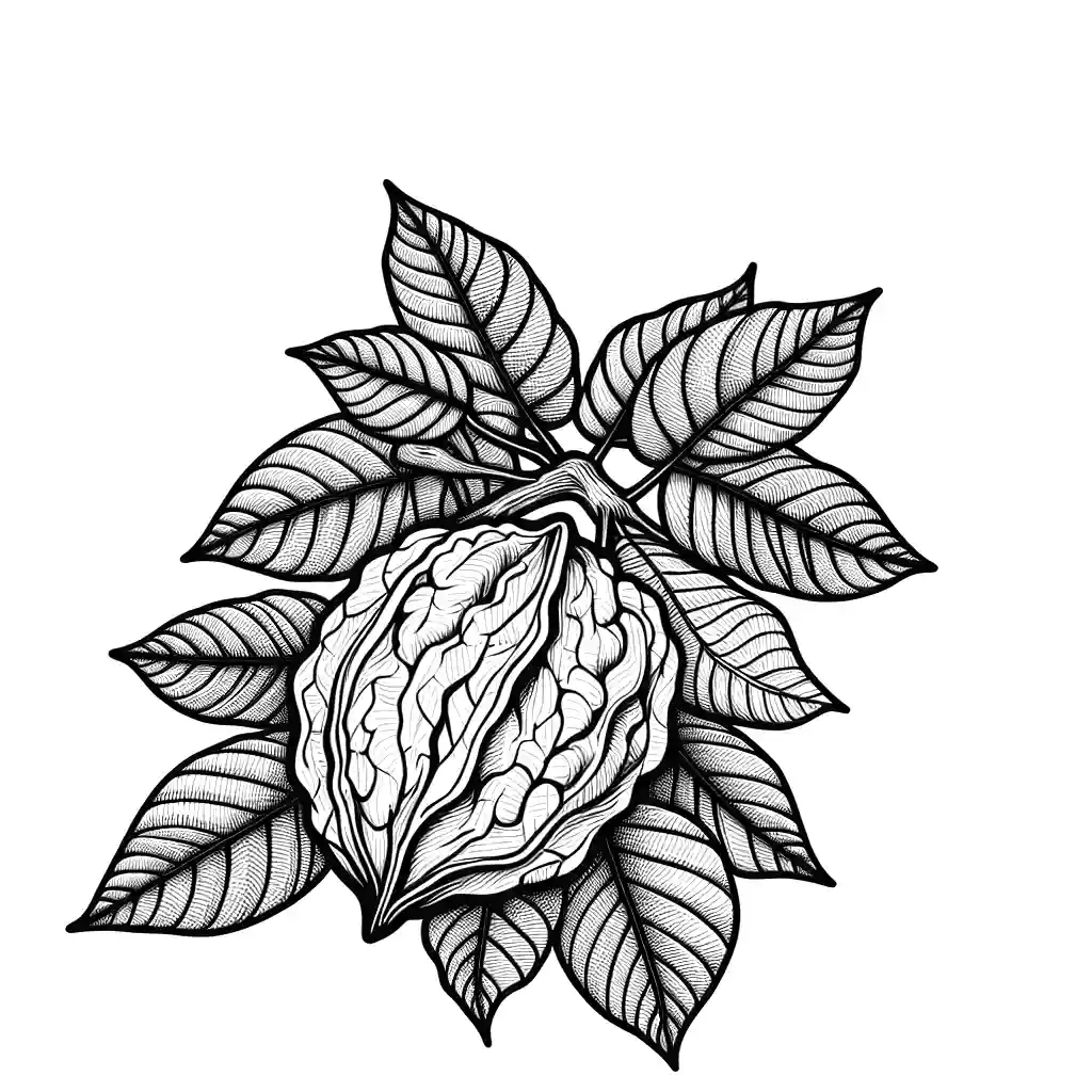 A clear and crisp walnut sketch for an online coloring page.