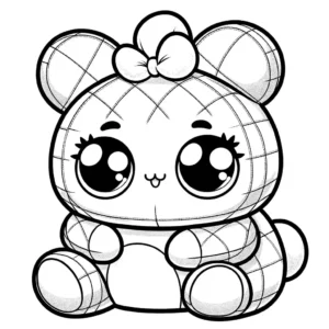 A detailed coloring page of a Squishmallow doll perfect for online coloring.