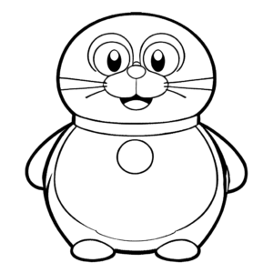 Outline of Doraemon for coloring with no shading or grayscale areas, suitable for a coloring book.