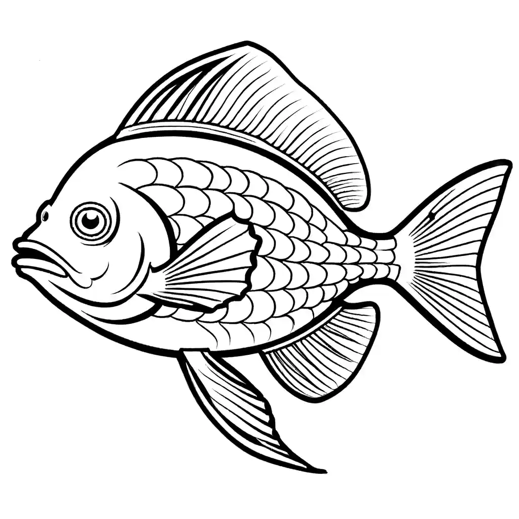 Coloring page of a simple fish Lulu Pages