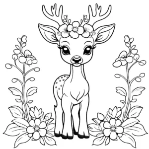Coloring page of a cute baby deer Lulu Pages