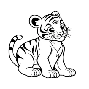 A cute baby tiger for a coloring book page