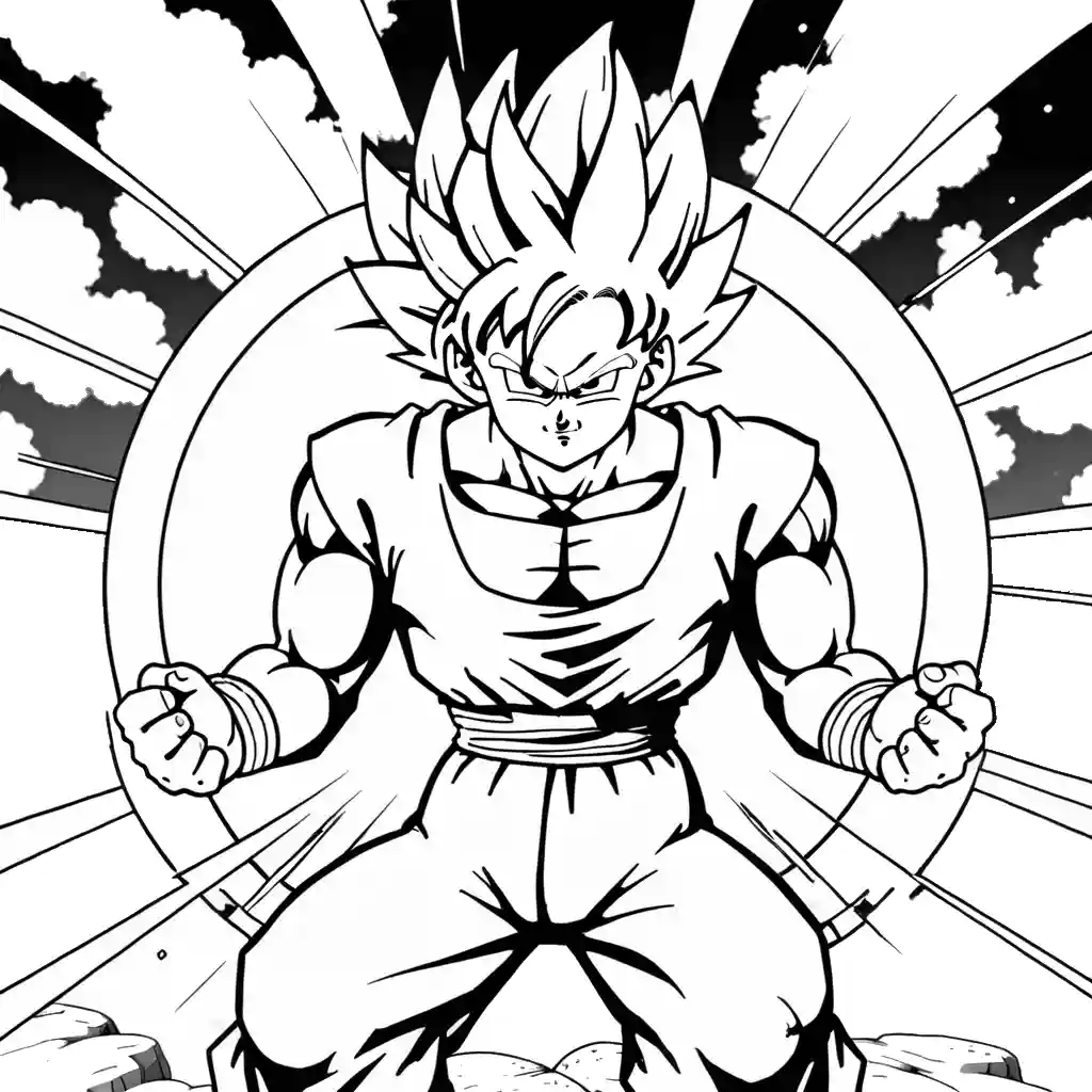 Dragon ball z: goku powering up with vegeta observing coloring page ...