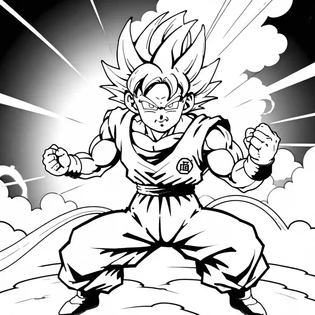 Dynamic dragon ball z fighting pose coloring page Lulu Pages