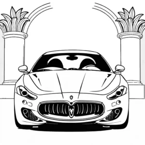 Maserati convertible on open field coloring page Lulu Pages