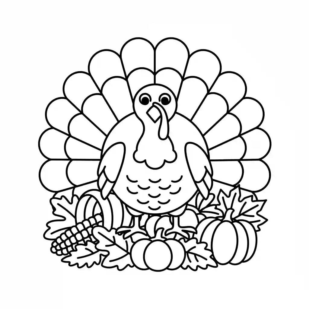 Thanksgiving Turkey Coloring Page: Simple Printable Line Art Lulu Pages