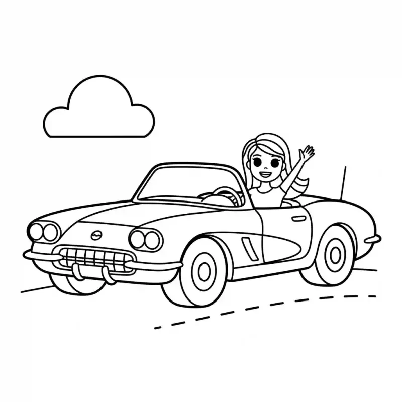 Barbie's Convertible Car Coloring Page Lulu Pages