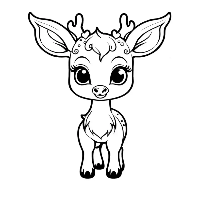 Coloring page of a cute baby deer Lulu Pages
