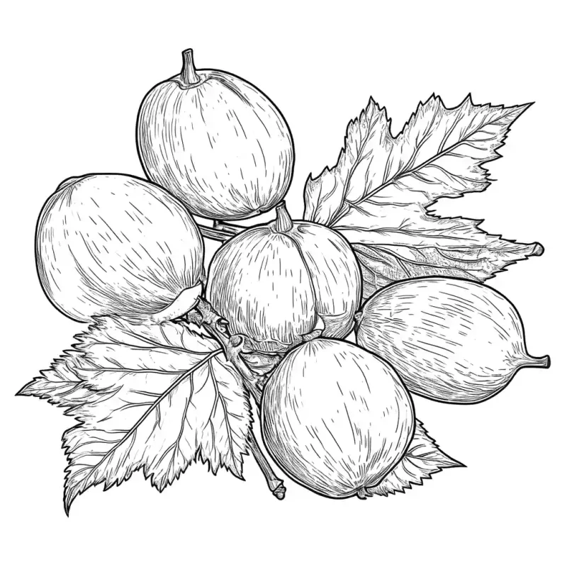 A highly detailed walnut outline for coloring. Perfect for kids and adults.