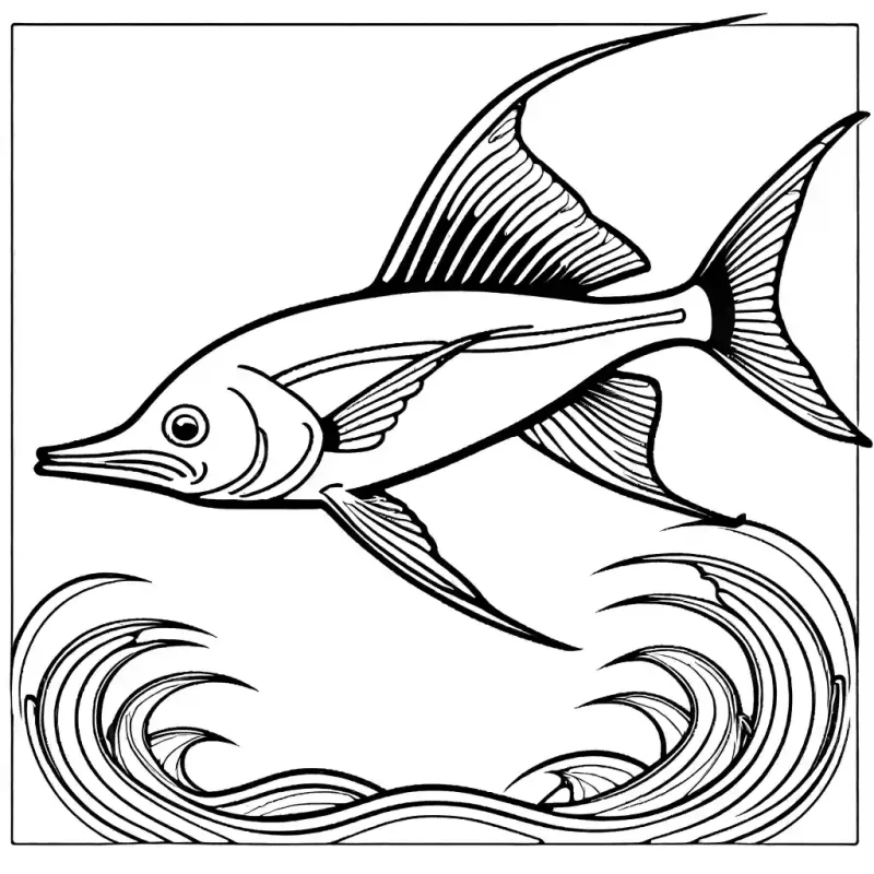 Elegant sailfish and seashells coloring page Lulu Pages