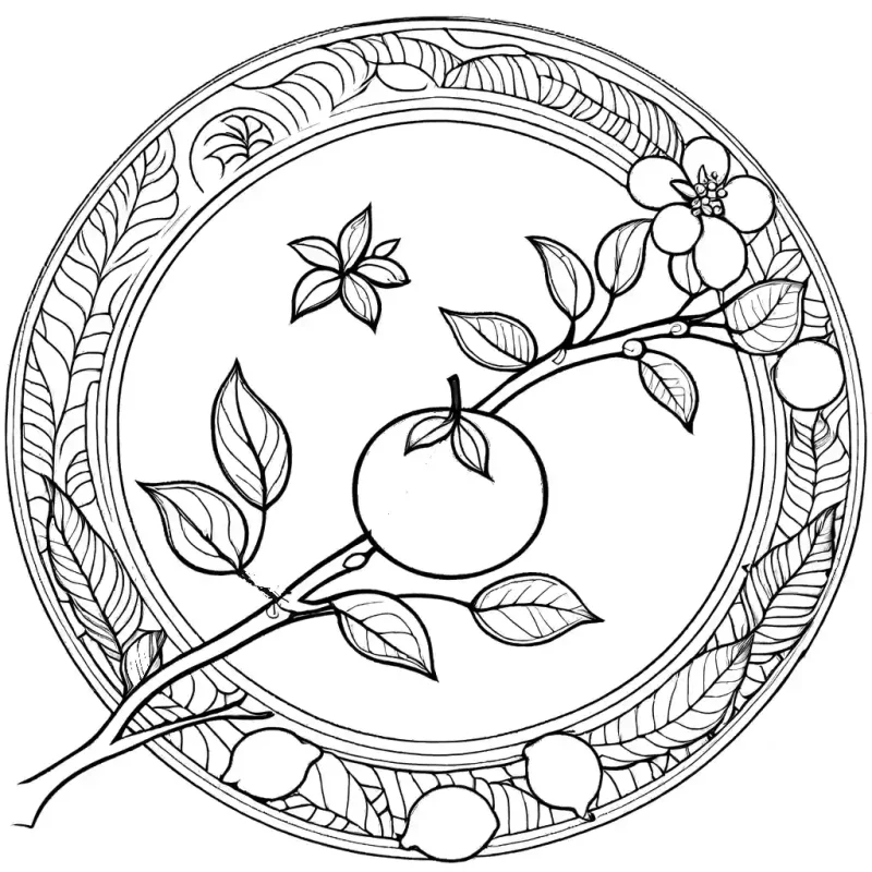 Orange coloring page with textured skin Lulu Pages
