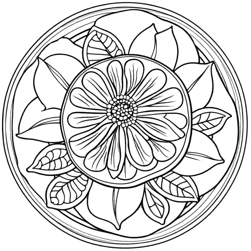 Sliced orange with floral patterns coloring page Lulu Pages