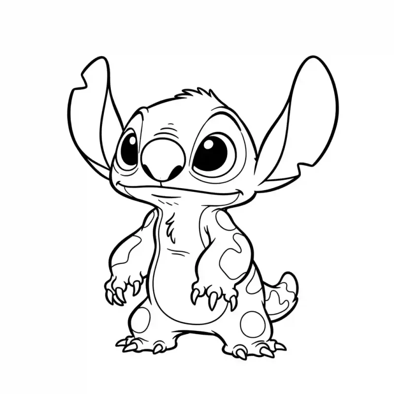 Stitch Coloring Page Line Art Printable Lulu Pages