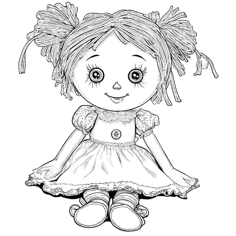 Traditional rag doll coloring page Lulu Pages